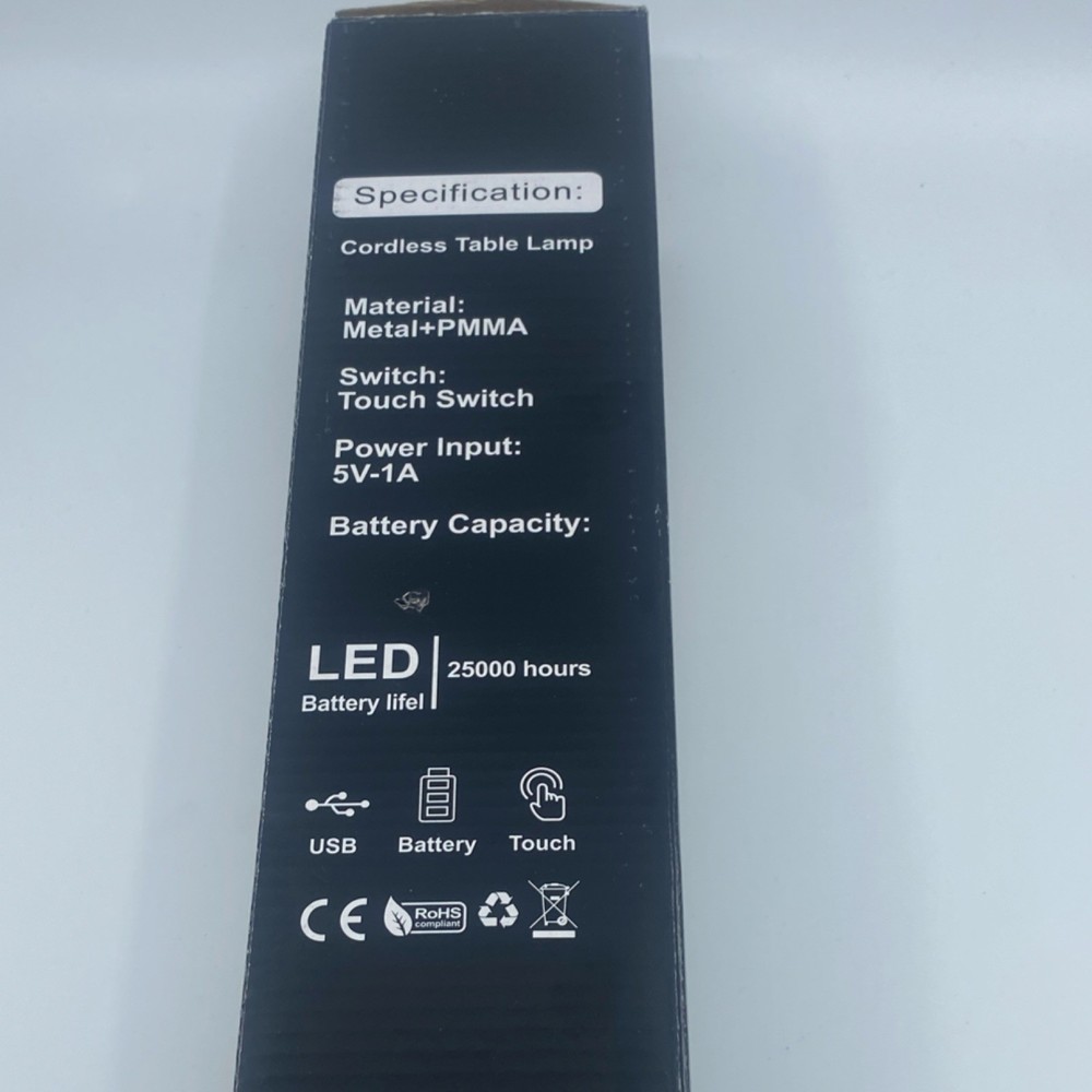 Cordless Silver Table Lamp, Battery Powered Table Lamp, Cordless Design