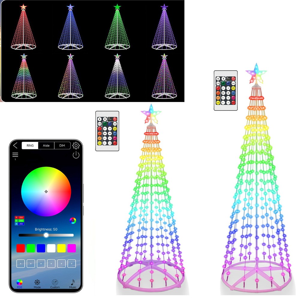 LED Smart Christmas Cone Tree w/ Timer Function Waterproof for Indoor &Outdoor