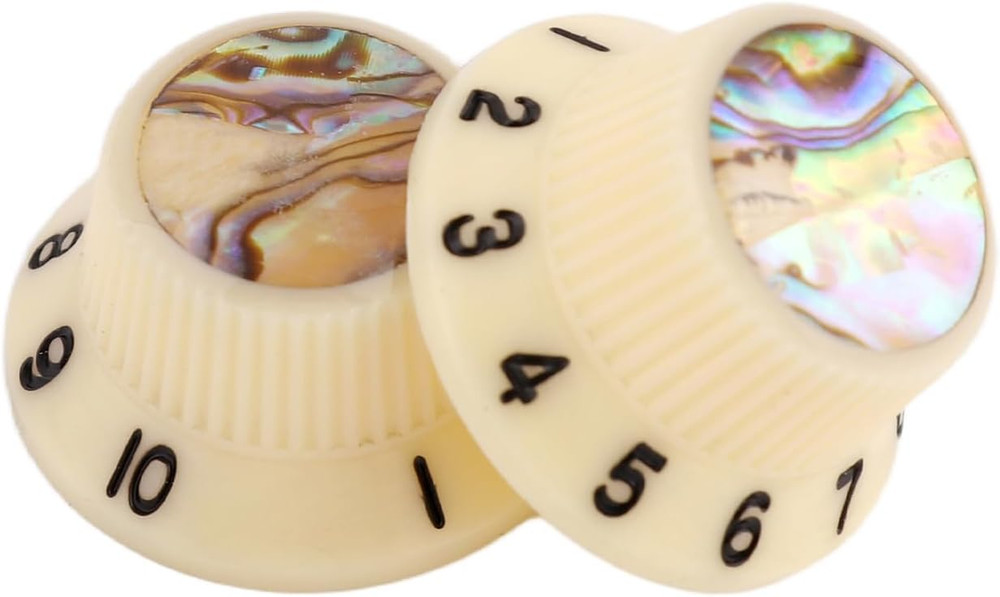 Ivory Guitar Abalone Top Volume Tone Control Knobs Fit Stratocaster Strat
