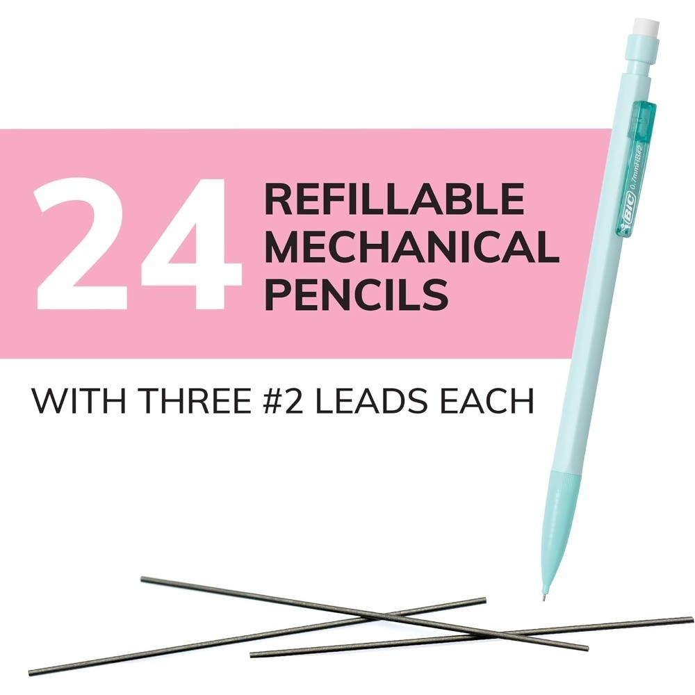 Medium Point 0.7mm Mechanical Pencils with Erasers, 24-Count Bulk Pack for
