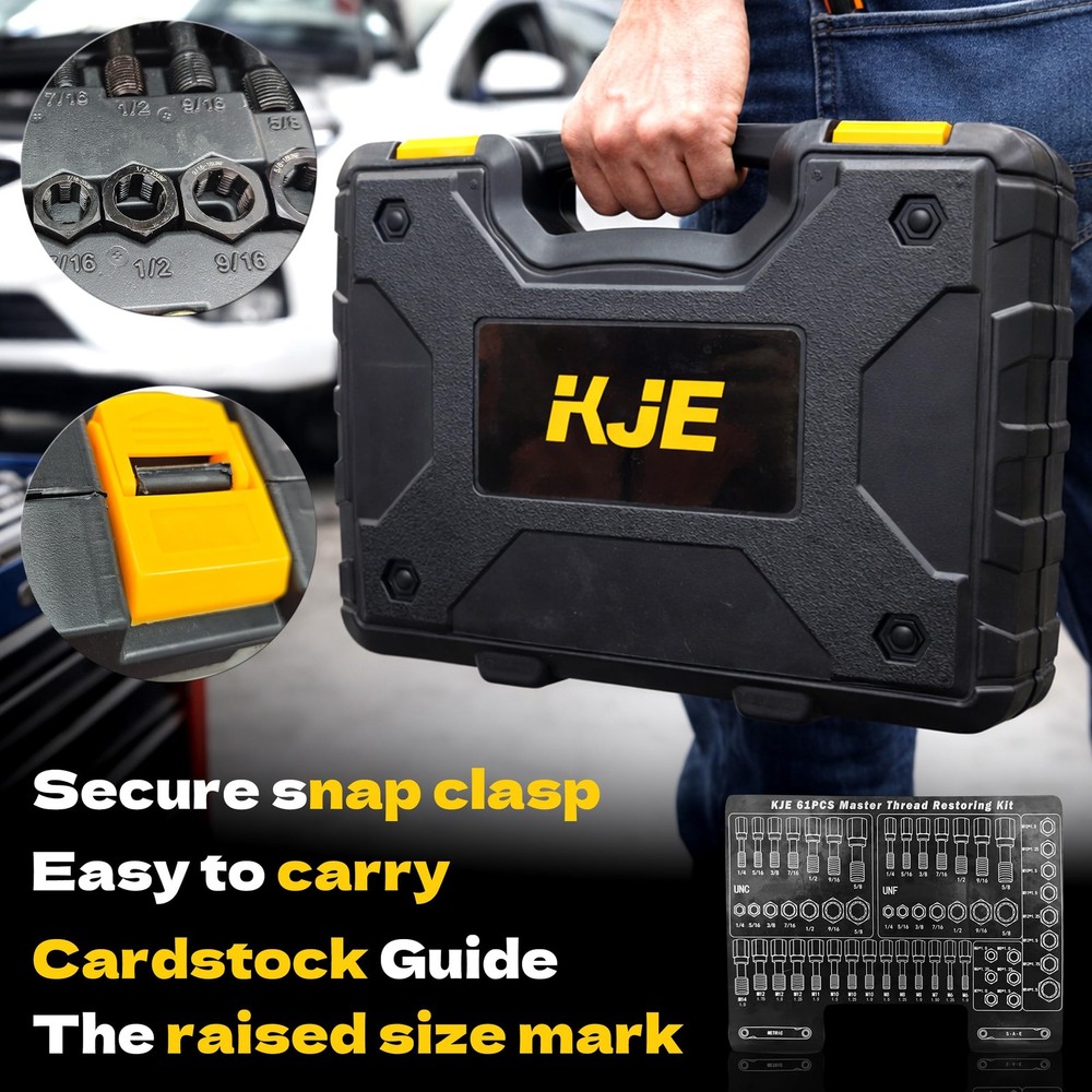 61Pcs Thread Restorer Kit, Rethreading Kit, UNC, UNF Metric Thread Chaser Se...