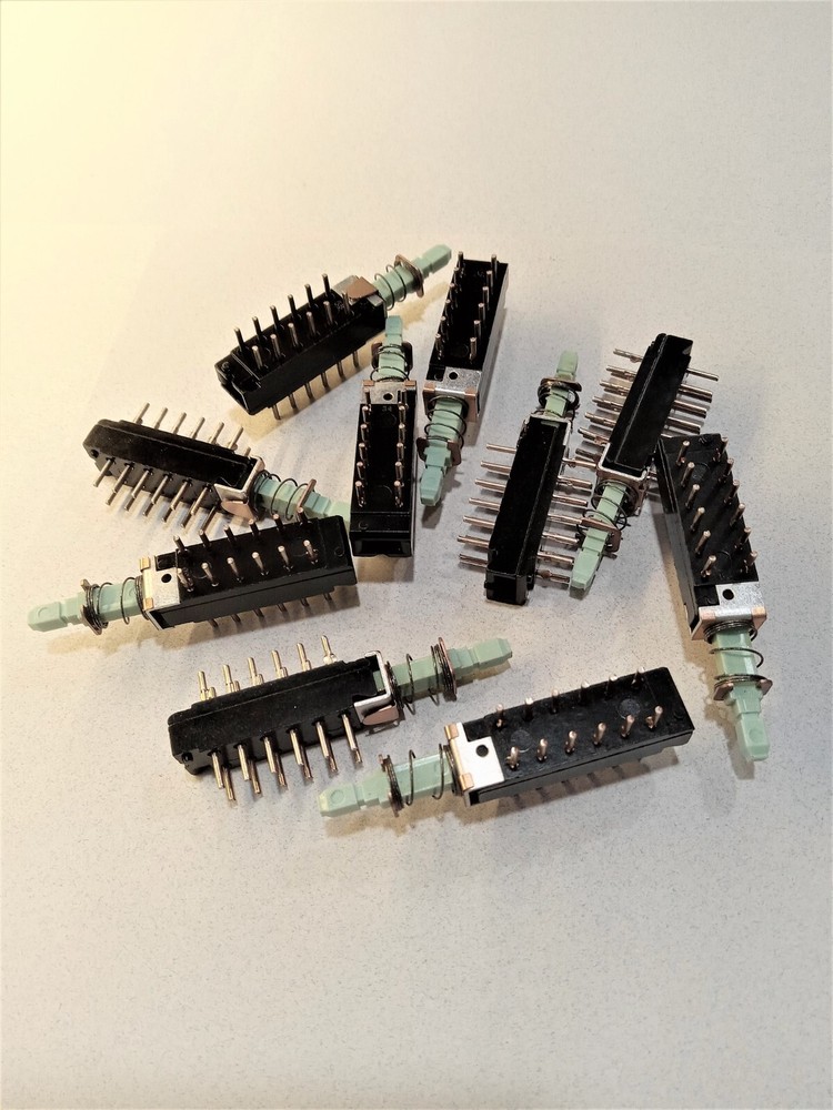 Centralab 4pdt Push Button Switch 12 Pin 1 Position latching Pc mount. 10Pcs