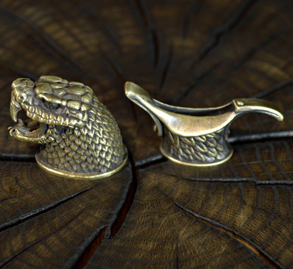 Set Basilisk unique solid bronze finger guard bolster & pommel for custom knife