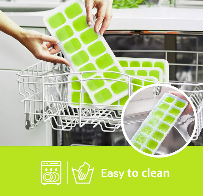 Ice Cube Tray with Lid, 4 Pack Durable Stackable Ice Cube Trays for Freezer with