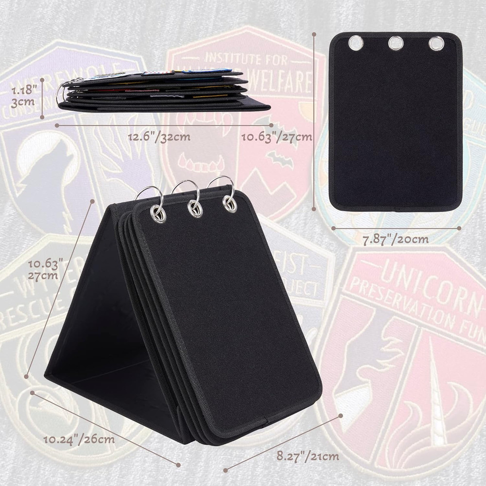 Patch Display, Vertical Patch Organizer with 4 Pages for Hook & Loop Patch Colle