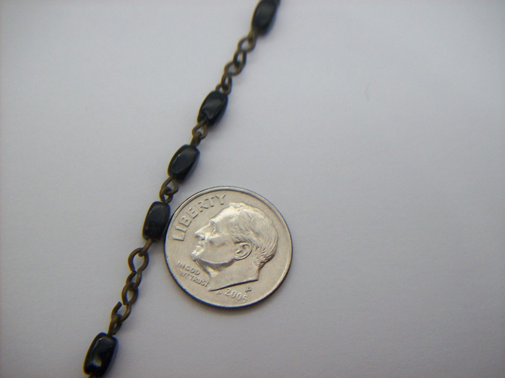 Vintage Catholic Rosary Black Beads Brass Crucifix Made in Czechoslovakia