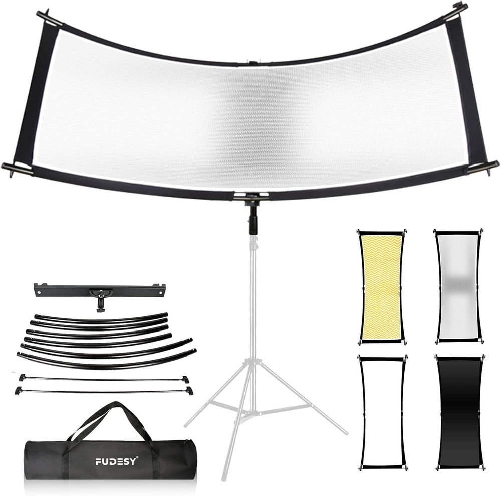 Clamshell Light Reflector/Diffuser,67"x24" Curved Photography Lighting Reflec...