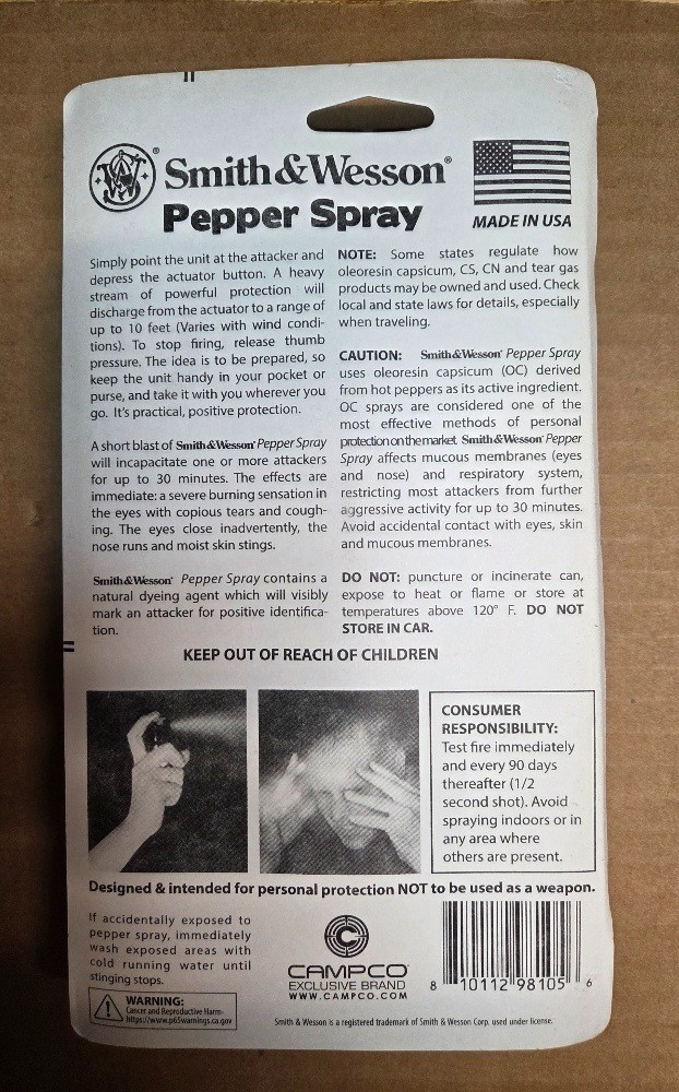 Smith & Wesson Pepper Spray 0.5oz Plastic Case Quick Release Black