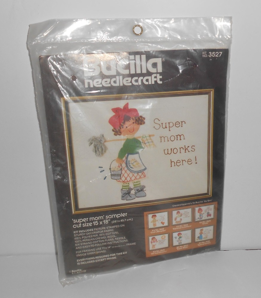 Bucilla Needlecraft Kit #3527 'SUPER MOM' SAMPLER