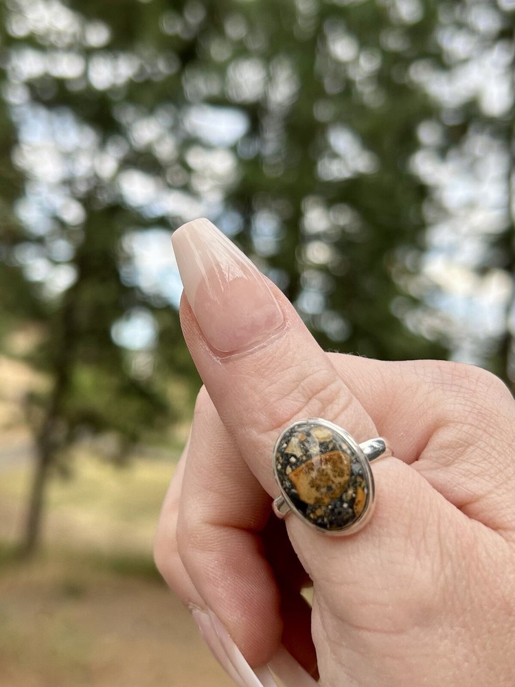 RARE Maligano Jasper Handmade Solid Sterling Silver Ring Size 9 Inc Ring Box