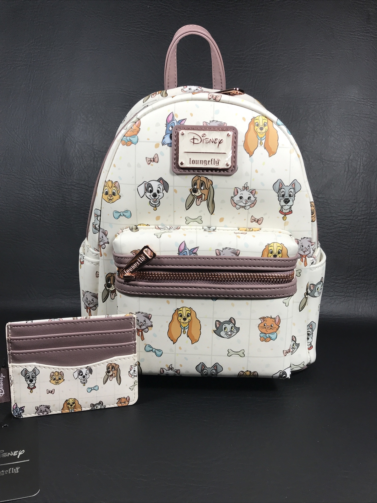Loungefly Disney Pets AOP All Over Print Dog Cats Mini Backpack & Cardholder