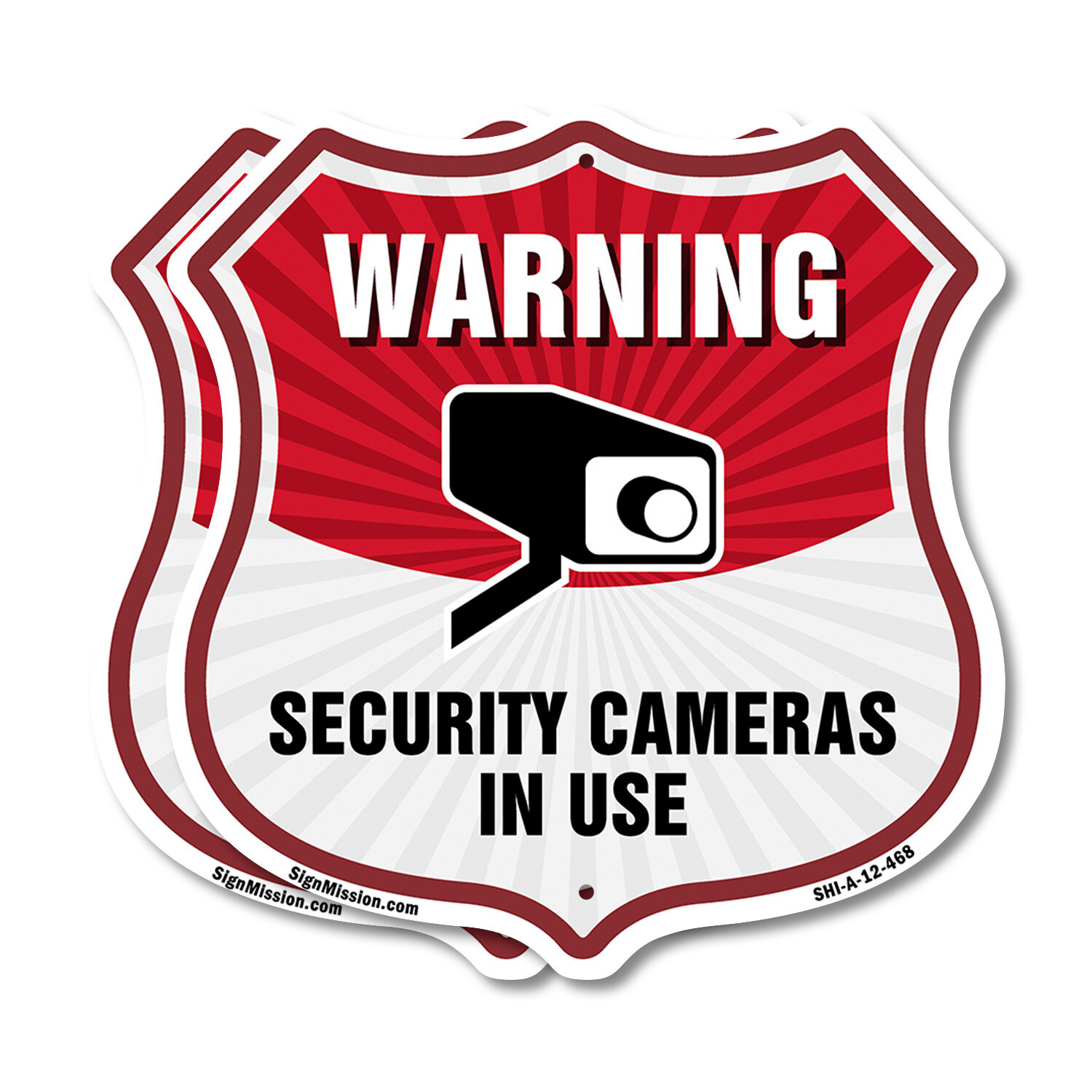 Video Surveillance Shield Sign Warning Security Cameras In U Shield Shaped Sign
