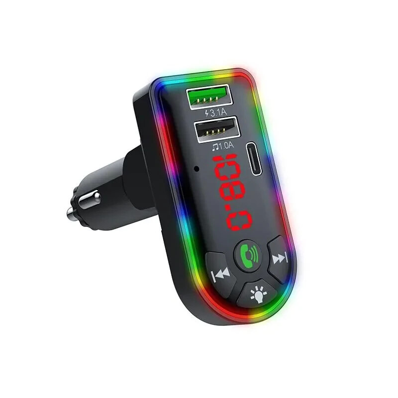 Car F7 Charger Bluetooth FM Transmitter Dual USB Quick Charging Type C PD Ports