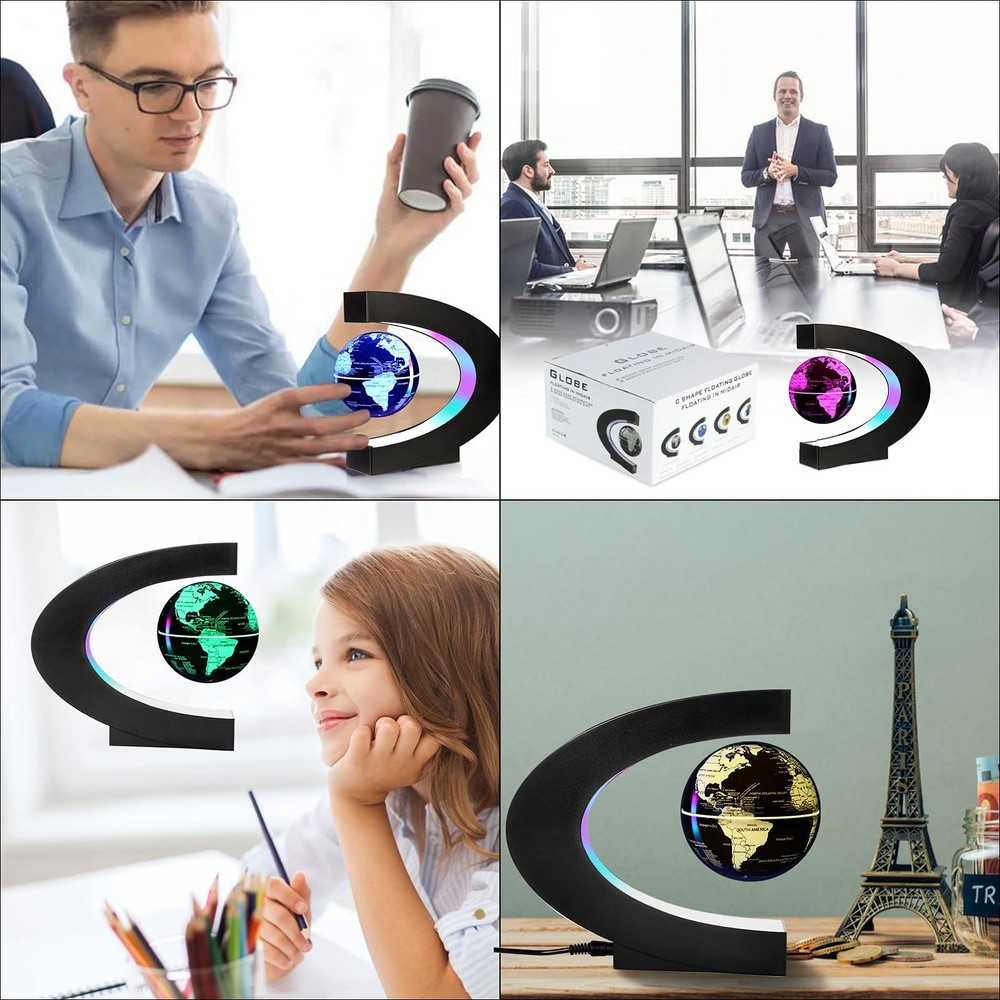 MultiColor Changing Magnetic Levitation Floating World Map Globe, Floating Gl...