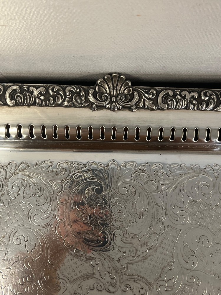 Silver on Copper Large Serving Tray GCP .925 Plating 19.5”x30.75” Vintage