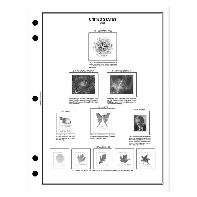 HE Harris 2025 US Liberty I Supplement Page For 2 Post / 3 Ring Stamp Album NEW