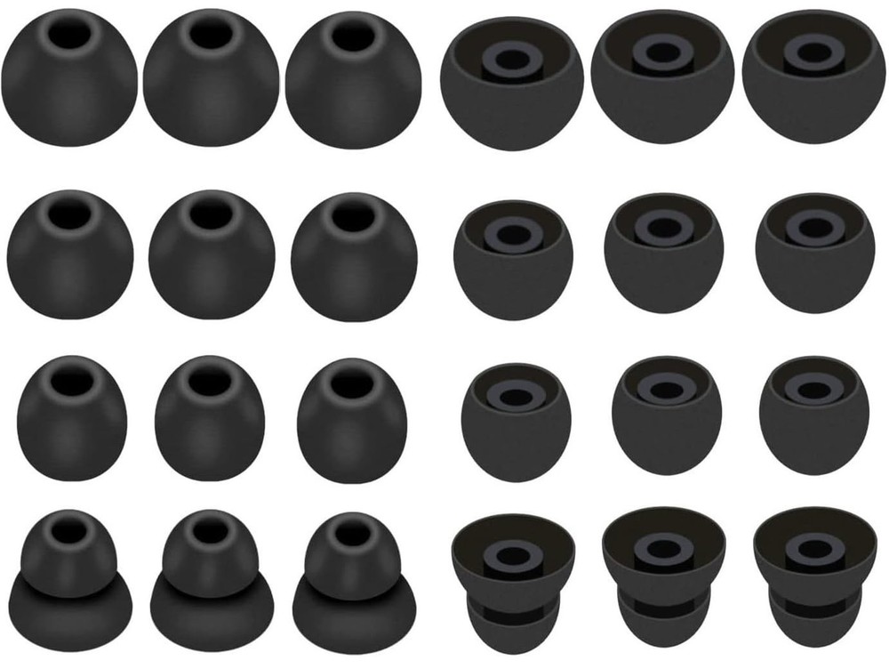 JNSA Replacement Ear Tips Eartips Plug Cap Compatible 4 Size, Black
