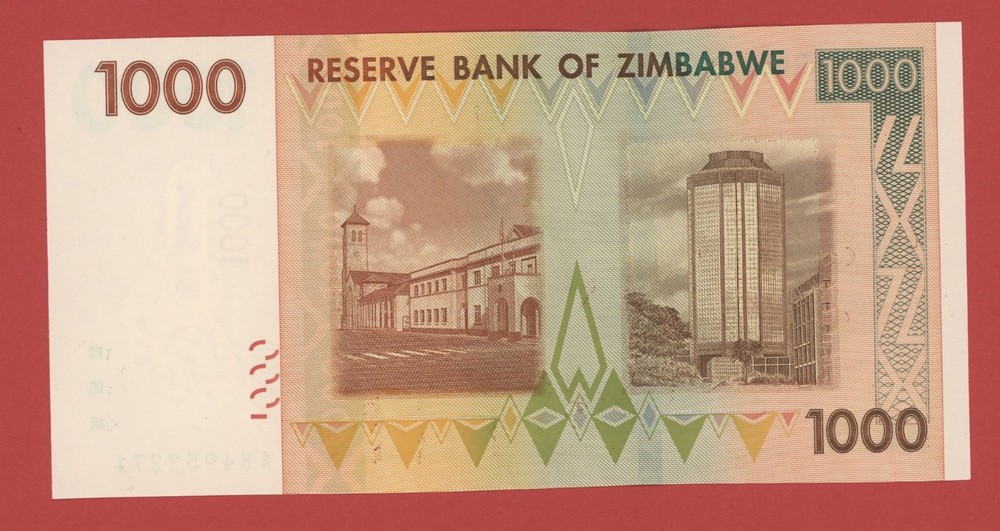 ZIMBABWE 1000 DOLLARS 2007 PICK # 71 UNC.