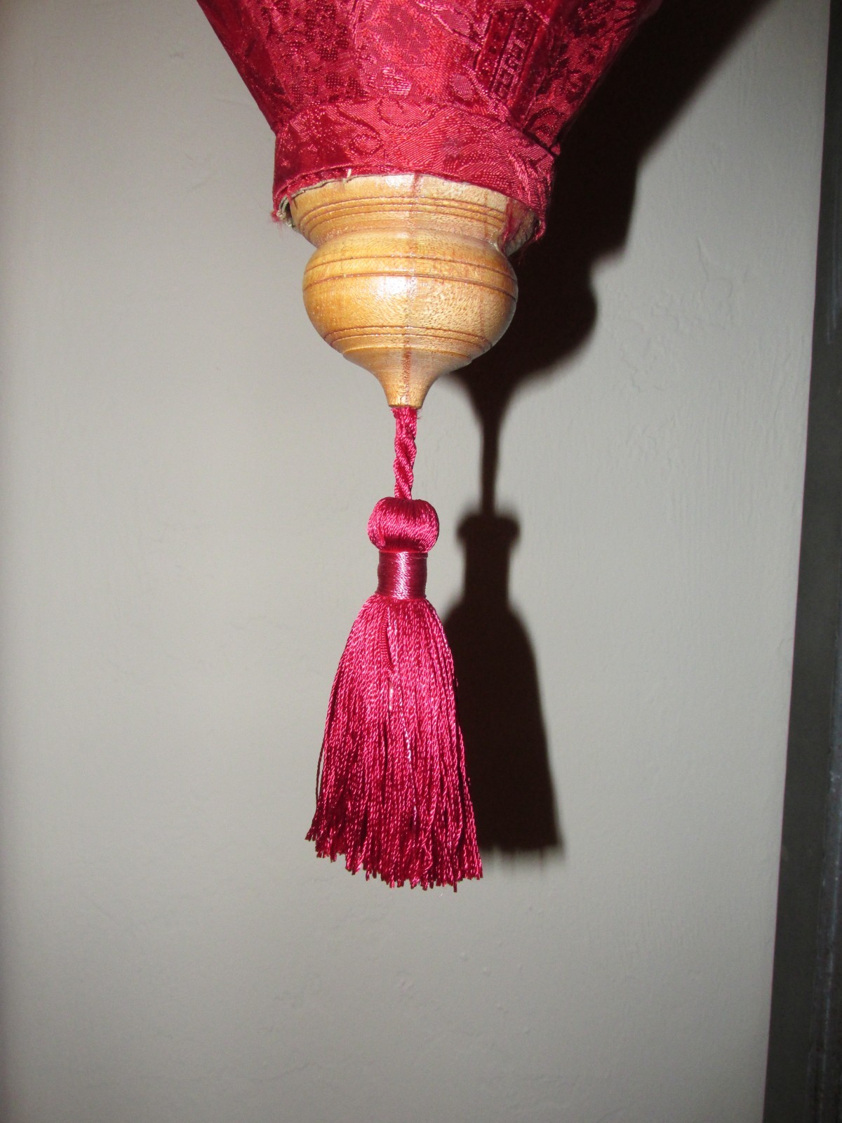 Authentic Vietnam Bamboo and Silk Brocade 17" Lantern with Tassel