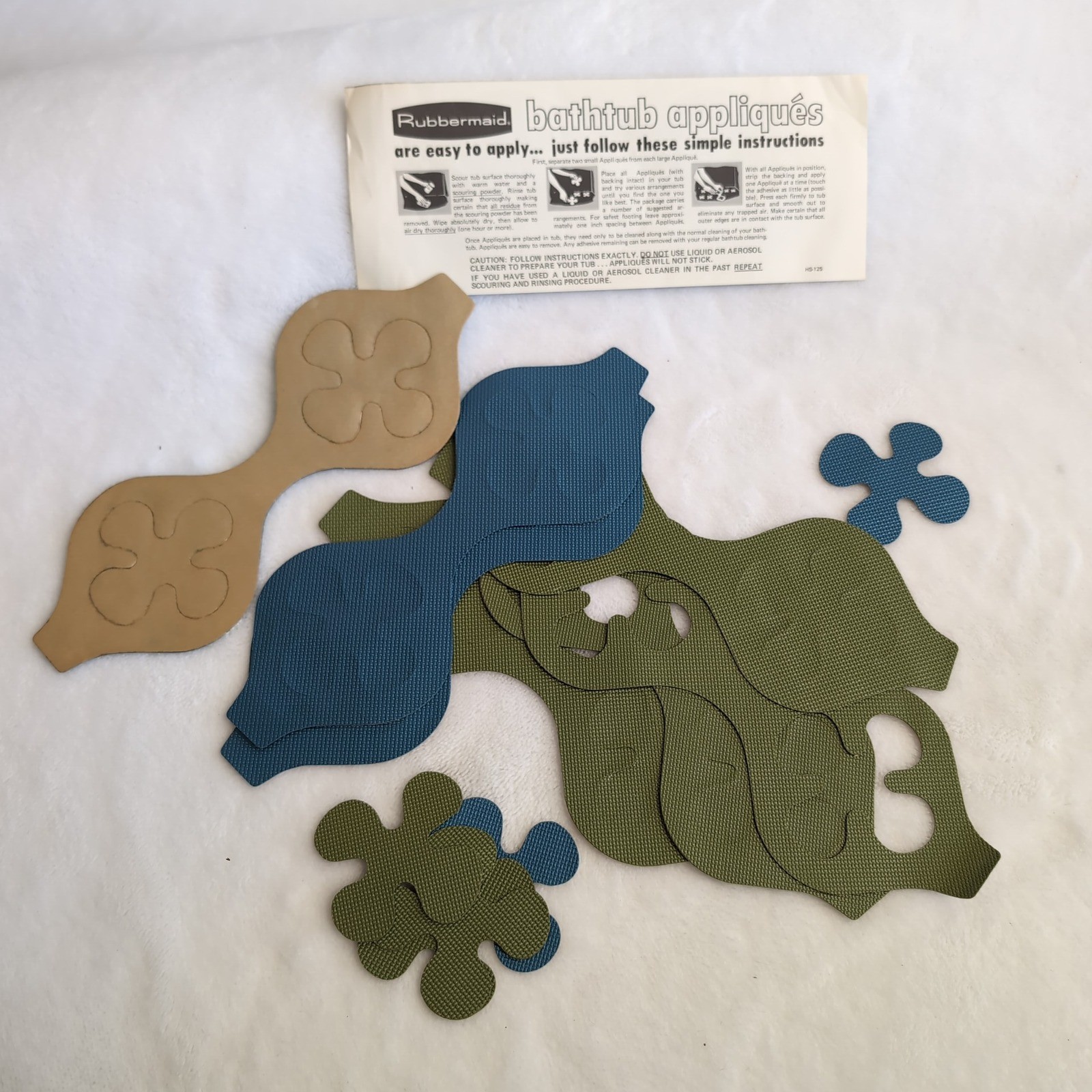 Vintage Rubbermaid Bathtub Appliques 1969 Blue Green Flowers Non-Slip 70s Retro