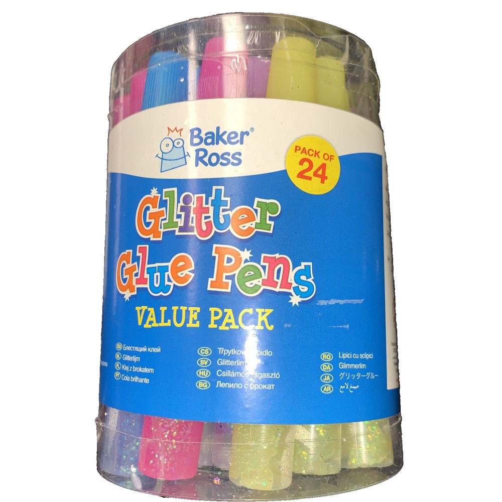 Baker Ross glitter glue pen value pack 24