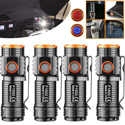 EDC Tactical LED Mini Pocket Flashlight Rechargeable Hat Headlamp Magnet
