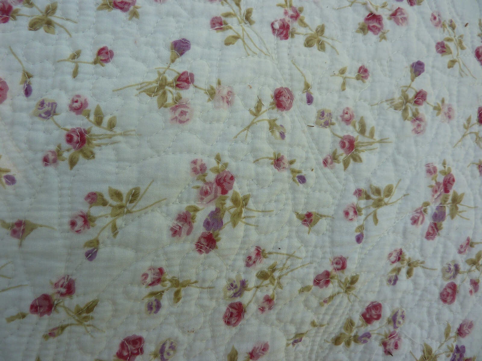 Quilted Shabby French Country Chic Roses Large Floor Pillow Cover 24x40 Zipper