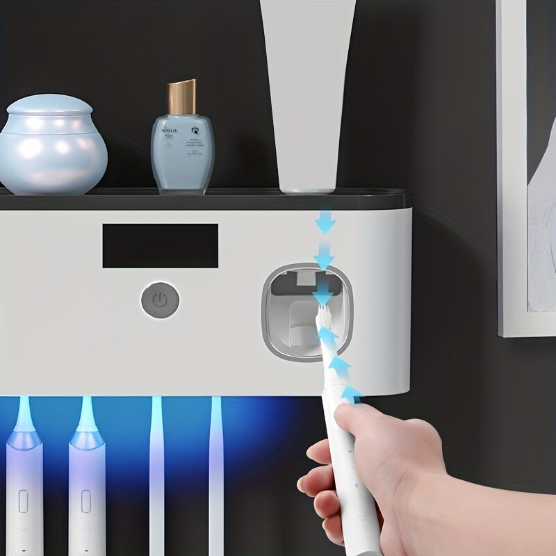 UV Light Sterilizer Toothbrush Holder Cleaner Toothpaste Dispenser 5 Toothbrush