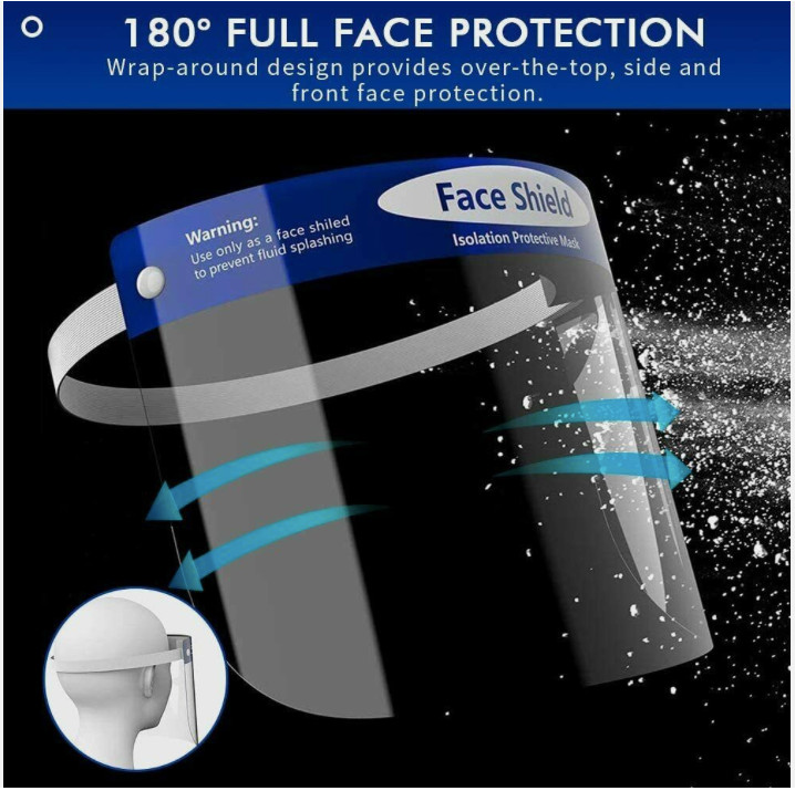 12-pcs Face Shield Screen Safety Protective Eye Splash Proof Full Head-Mounted