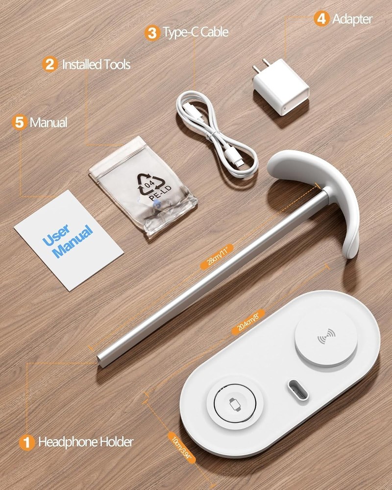 Sleek Headphone Organizer with Wireless Charging Function