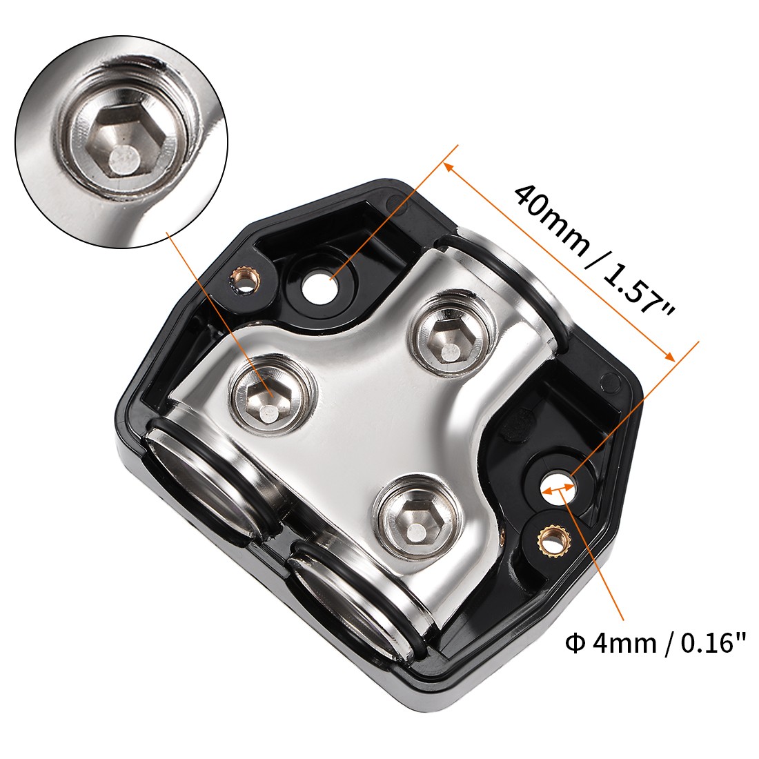 2Way 0 Gauge in Out Power Distribution Block Splitter Ground Distributor Power