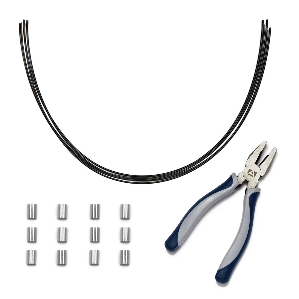 DIY Cable Tether Kit 12-inch Customizable 10 Pack Black Free Crimping Tool