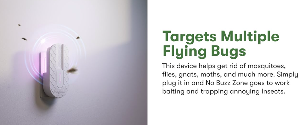 BugMD No Fly Zone Refillable UV Bug Zapper, Mosquito Zapper, Flying Insect Trap