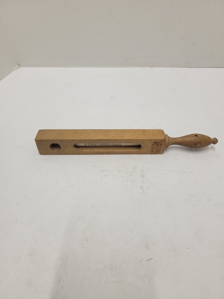 Dr Forbes Bath Thermometer in Wood Case with Specification Chart
