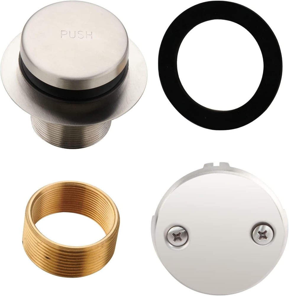 Brushed Nickel Tub Drain Tip-Toe Trim Set Conversion Kit