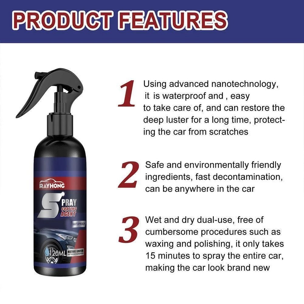 2 Sets Multi-Functional Coating Renewal Agent, 3 in 1 Ceramic Car Coating Spray