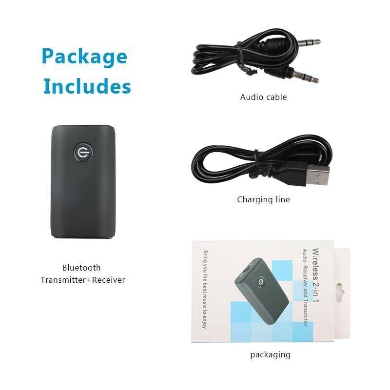 Bluetooth 5.0 Transmitter Receiver 2 IN 1 Wireless Audio 3.5mm Jack Aux Adapter