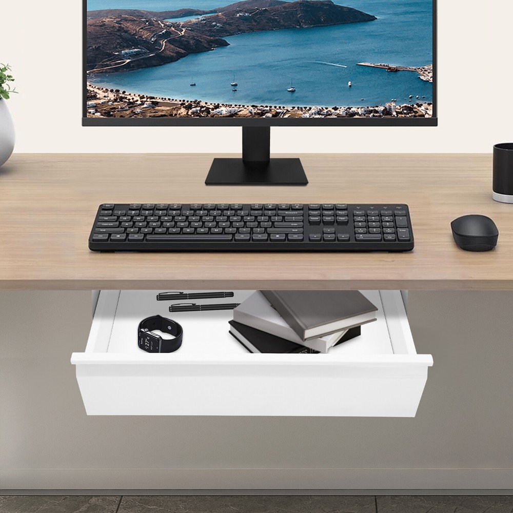Under Desk Mounted Sliding Pull-out Drawer, Storage Organizer, Pull-out Drawer