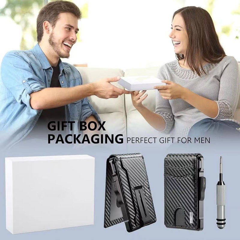 Slim Carbon Fiber Bifold Wallet with RFID Blocking Money Clip