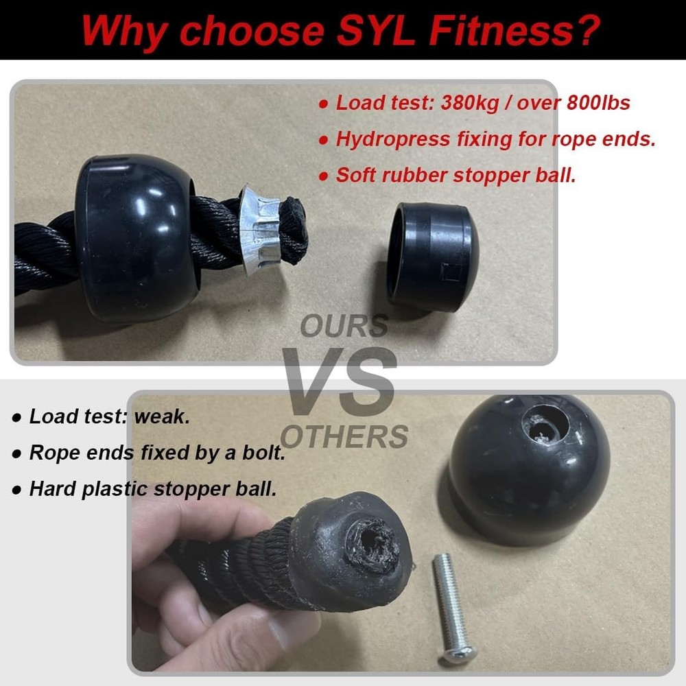 Tricep Rope 27" & 36" Cable Machine Attachment - Fitness Pulldown Accessory