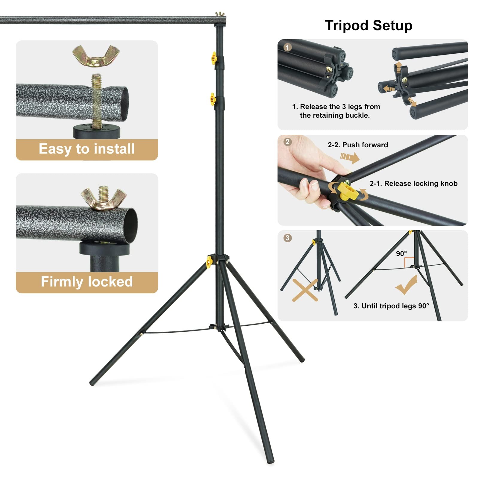 Adjustable Photo Background Stand 10x6.5ft Studio Backdrop Support Kit