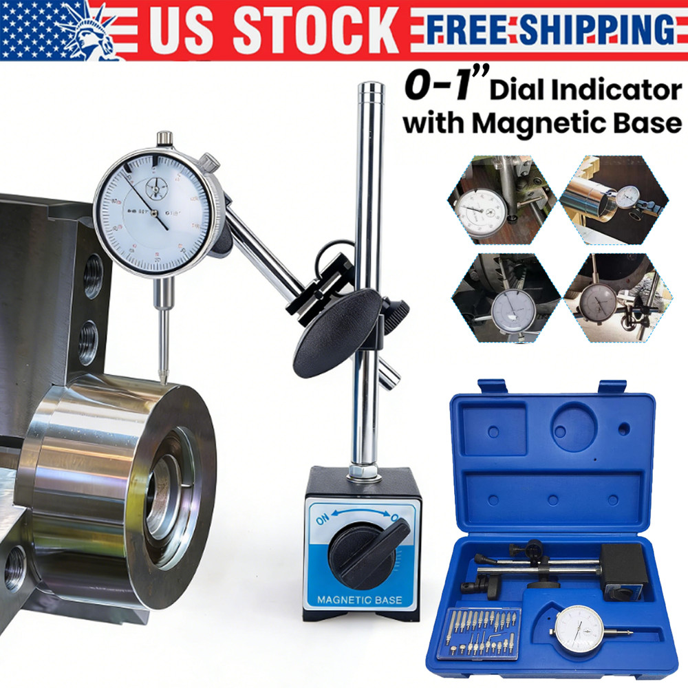 Dial Indicator with Magnetic Base 0.001"Precision Gauge Test Indicator Point Set