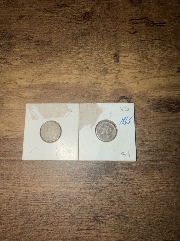 1865 3 Cent Copper Coins