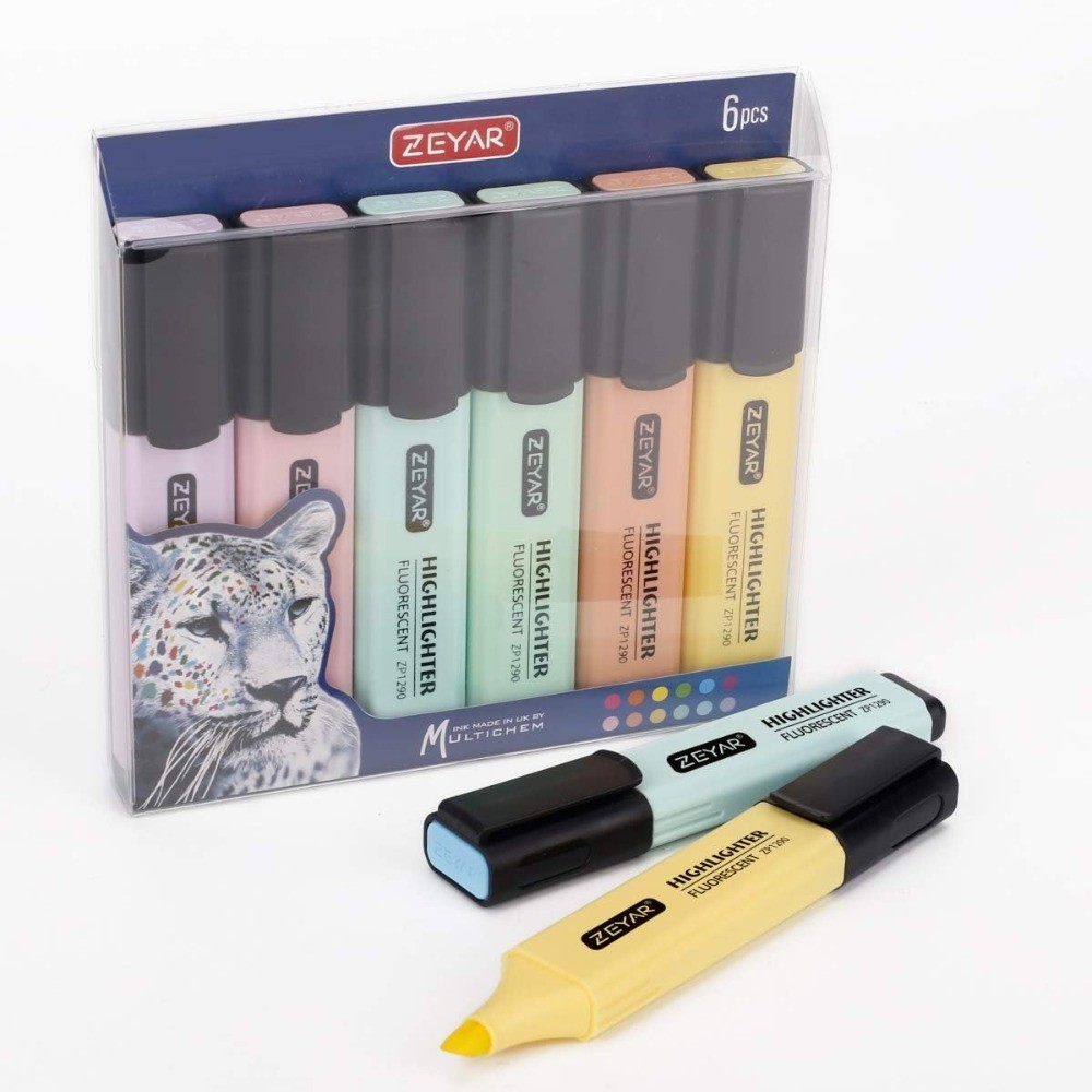 Chisel Tip Macaron Marker Pens Water Based Quick Dry Pastel Colors 6 Pack