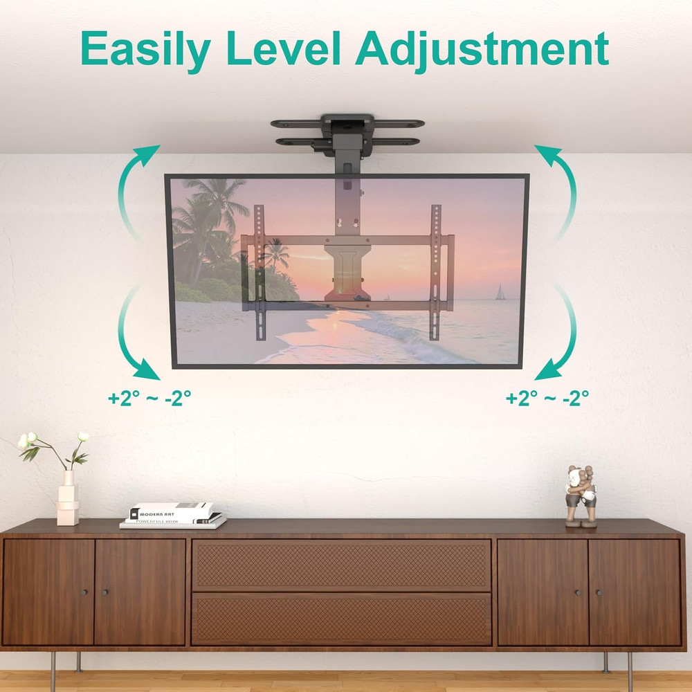 Motorized Ceiling TV Mount for 37-75" Screens with Remote, Black