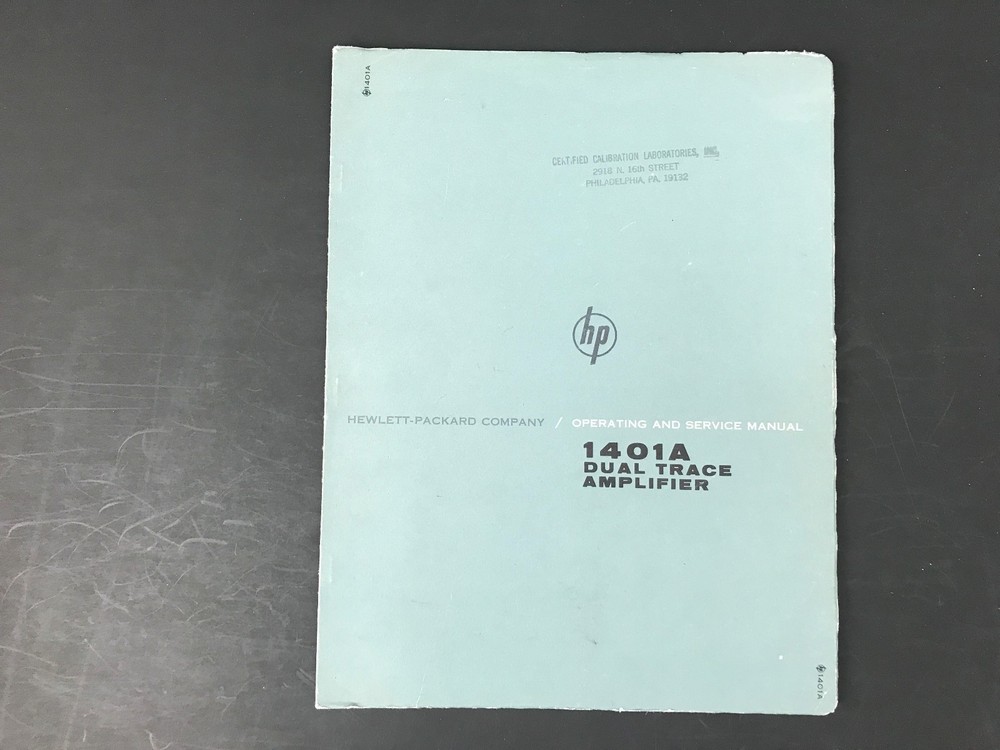 HP 1401A Dual Trace Amplifier Operating & Service Manual