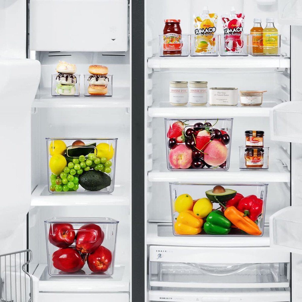 Clear Plastic Storage Bins 8 Set 4 Large & 4 Small Stackable Storage Containers