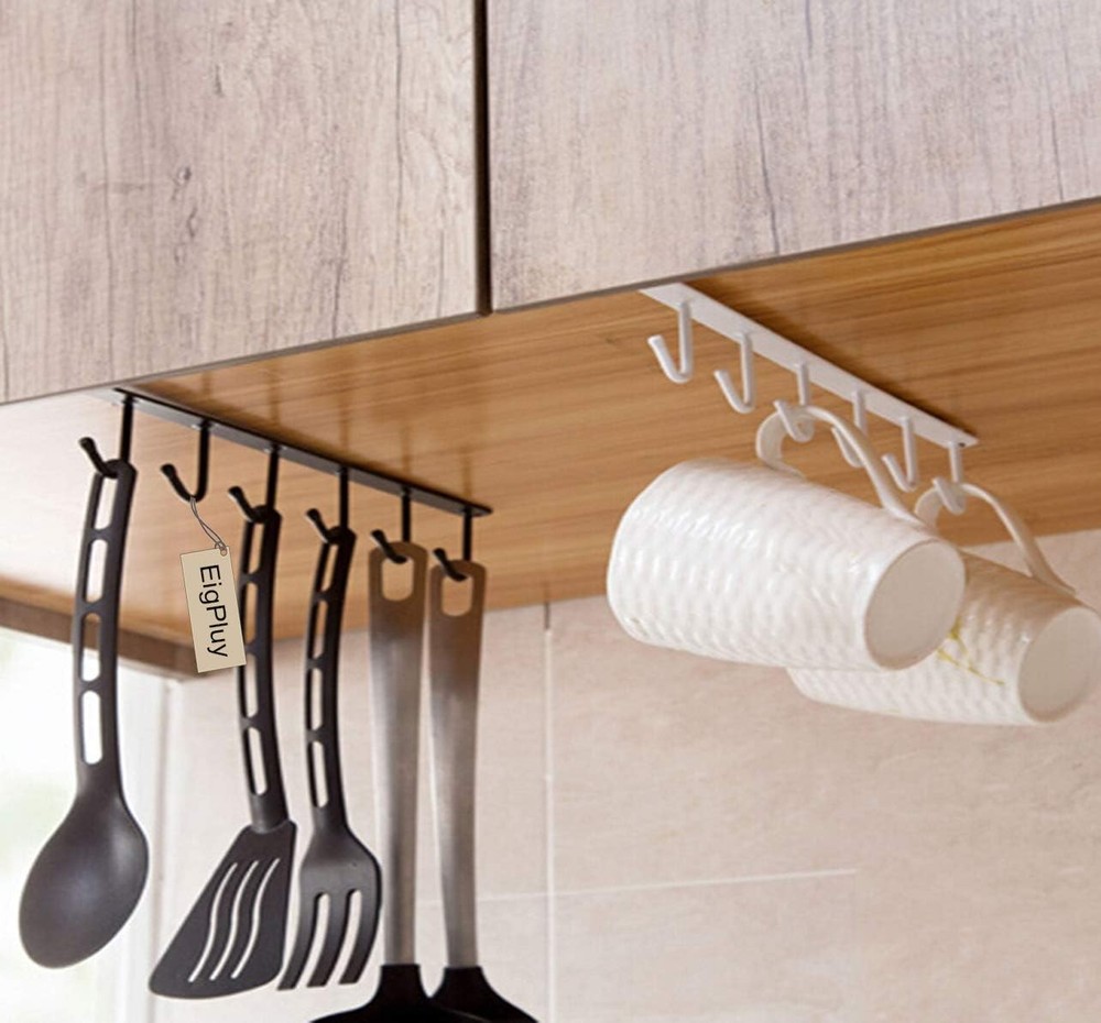 2pcs Mug Hooks Under Cabinet Cups Storage Hook Multifunction Self Adhesive