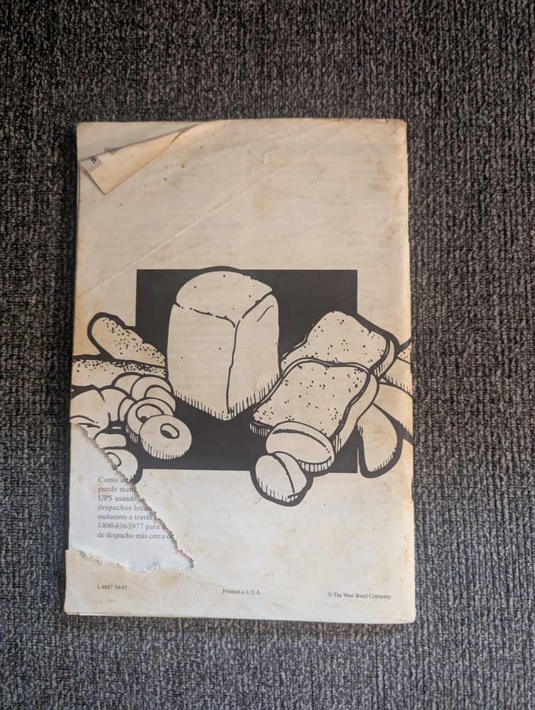 West Bend Bread Machine Recipes And Instructions Manual Only
