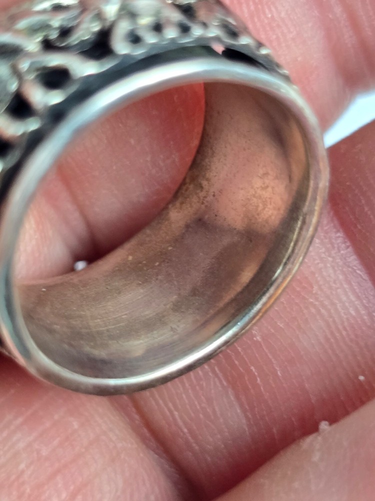 Solid Sterling Silver Elephant Family Spinner Ring 11mm Band size 7 unsigned